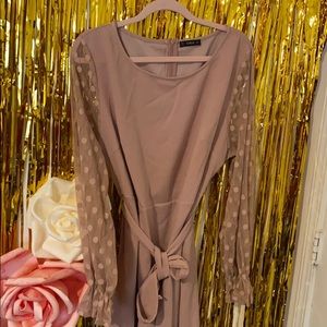 Blush and polka dots mesh sleeves